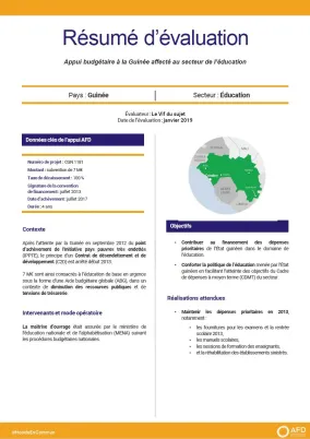 Résumé d'évaluation - Appui budgétaire à la Guinée affecté au secteur de l’éducation