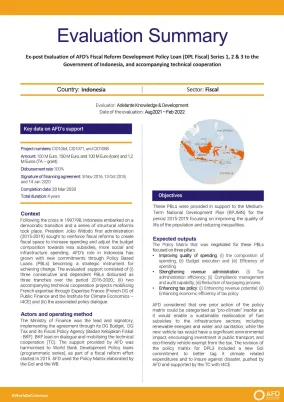 Evaluation Summary - AFD’s Fiscal Reform Development Policy Loan (DPL Fiscal) to the Government of Indonesia CID1064-CID1071-CID1088