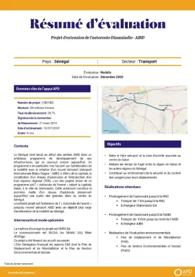 Résumé d’évaluation - Projet d’extension de l’autoroute Diamniadio au Sénégal