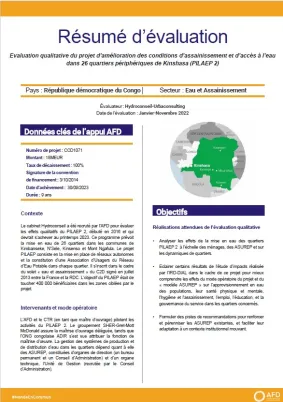 Evaluation qualitative du projet d’amélioration des conditions d’assainissement et d’accès à l’eau dans 26 quartiers périphériques de Kinshasa