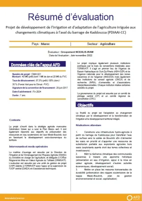 Evaluation à mi-parcours du Projet de développement de l'irrigation et d'adaptation de l'agriculture irriguée aux changements climatiques à l'aval du barrage de Kaddoussa (PDIAAI-CC), Maroc