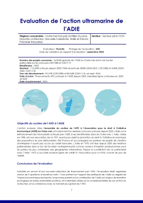 Evaluation de l’action ultramarine de l’ADIE, Outre-mer français