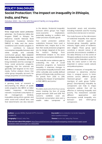 Policy dialogue on Social Protection-Inequality Ethiopia India Peru